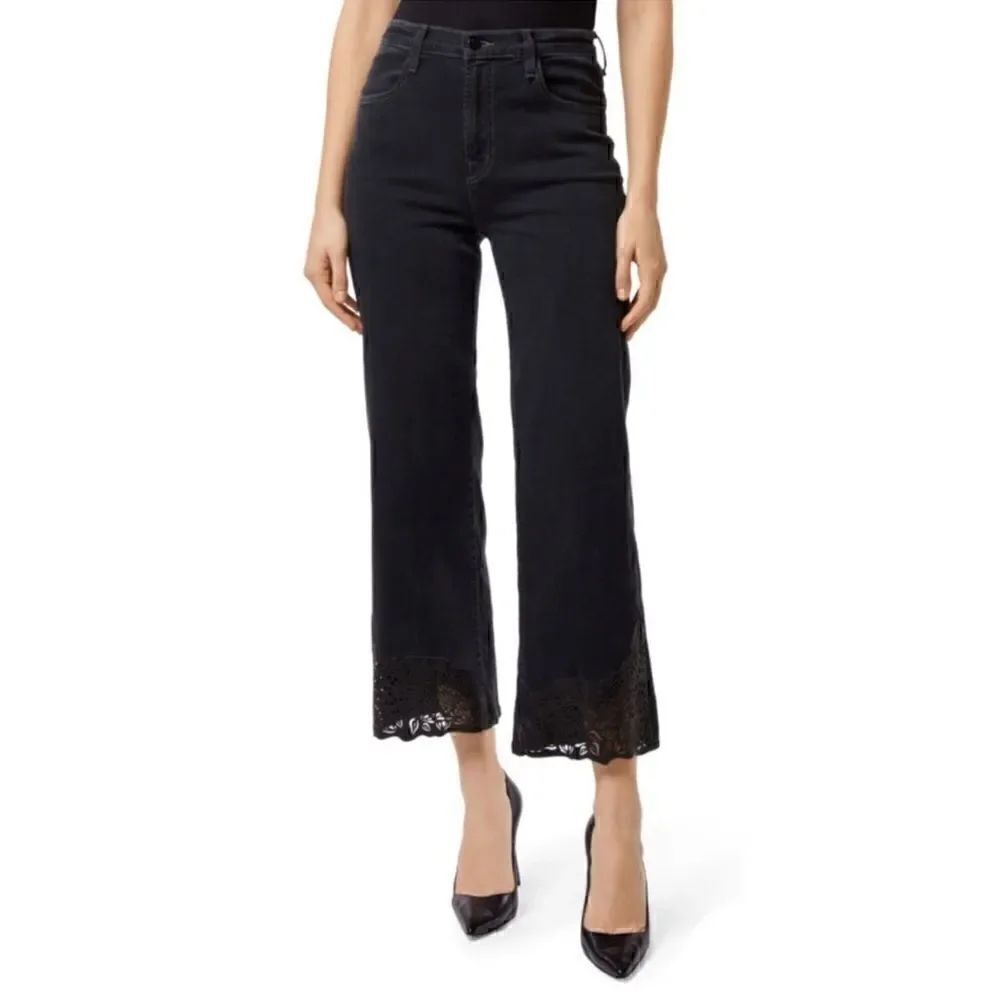 J Brand Joan High-Rise Crop In Moonlight Laser Lace black size 31 NWT